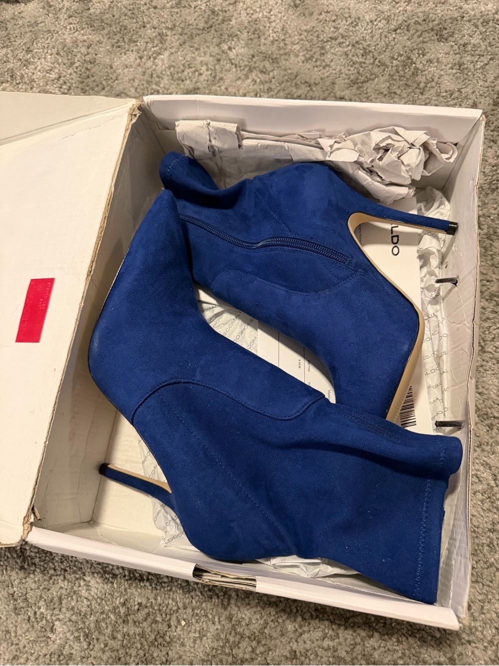 ALDO Cobalt Blue Suede Stiletto Ankle Boots